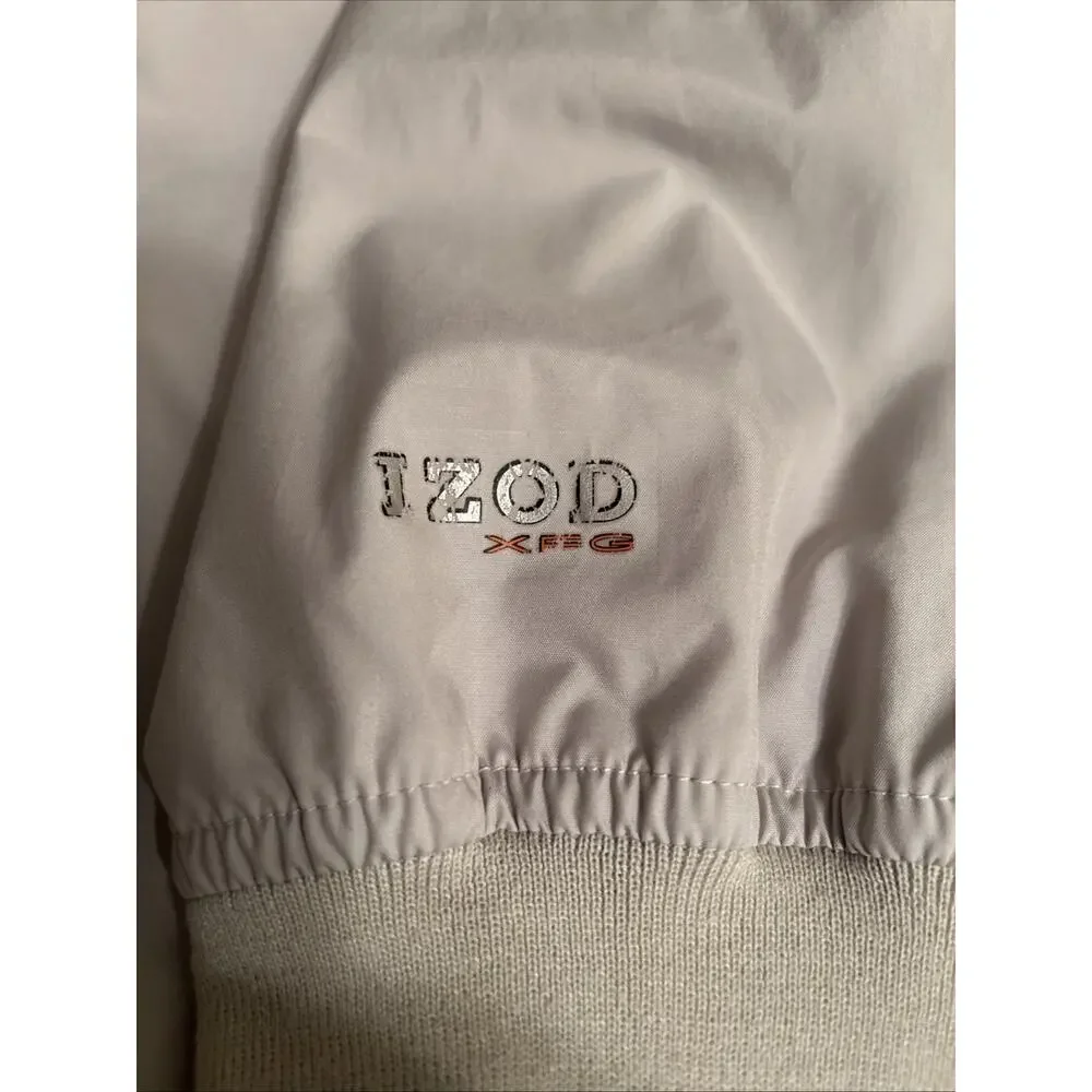 IZOD XFG Men’s Sz M Golf Pullover Windbreaker 1/4 Zip Cream Zip Pockets